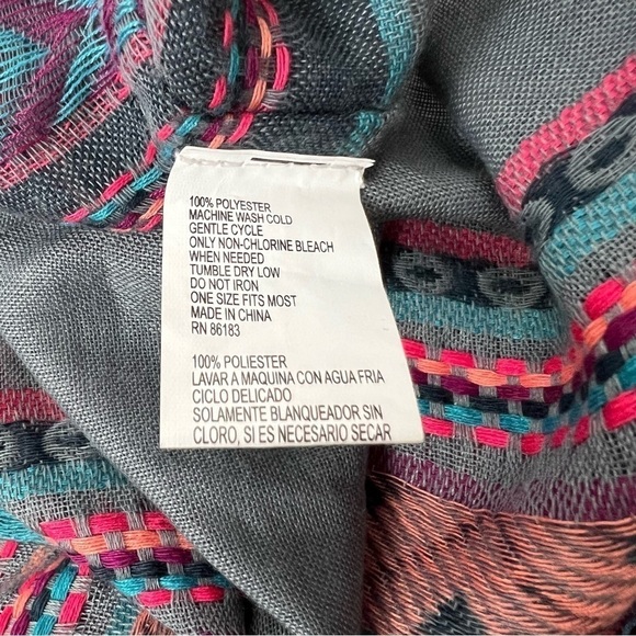 CAPELLI Scarf Infinity Aztec Southwestern Embroidered Boho Sheer Lightweight NWT - Picture 7 of 14
